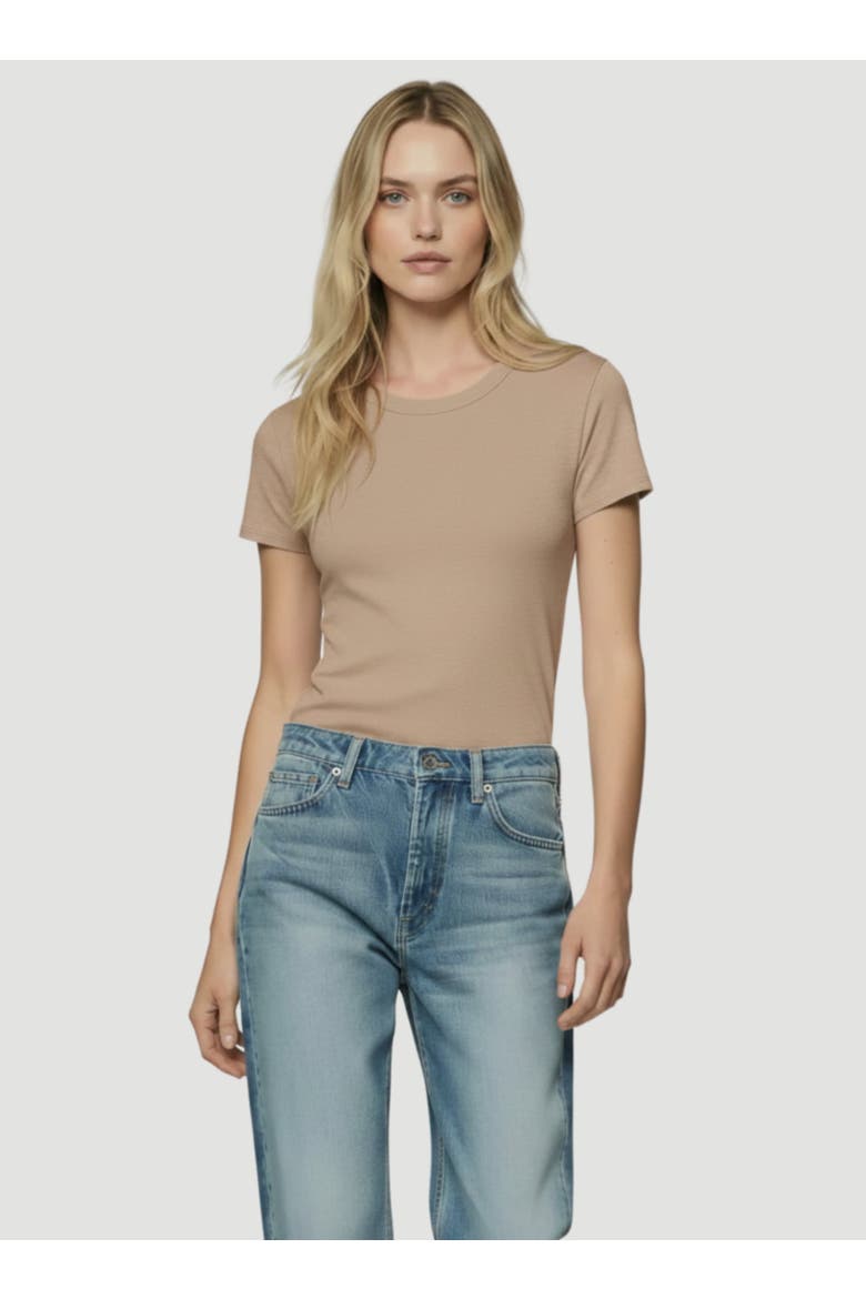 100% Machine Washable Cashmere Short Sleeve Crewneck T-Shirt, Main, color, CORD CHINE