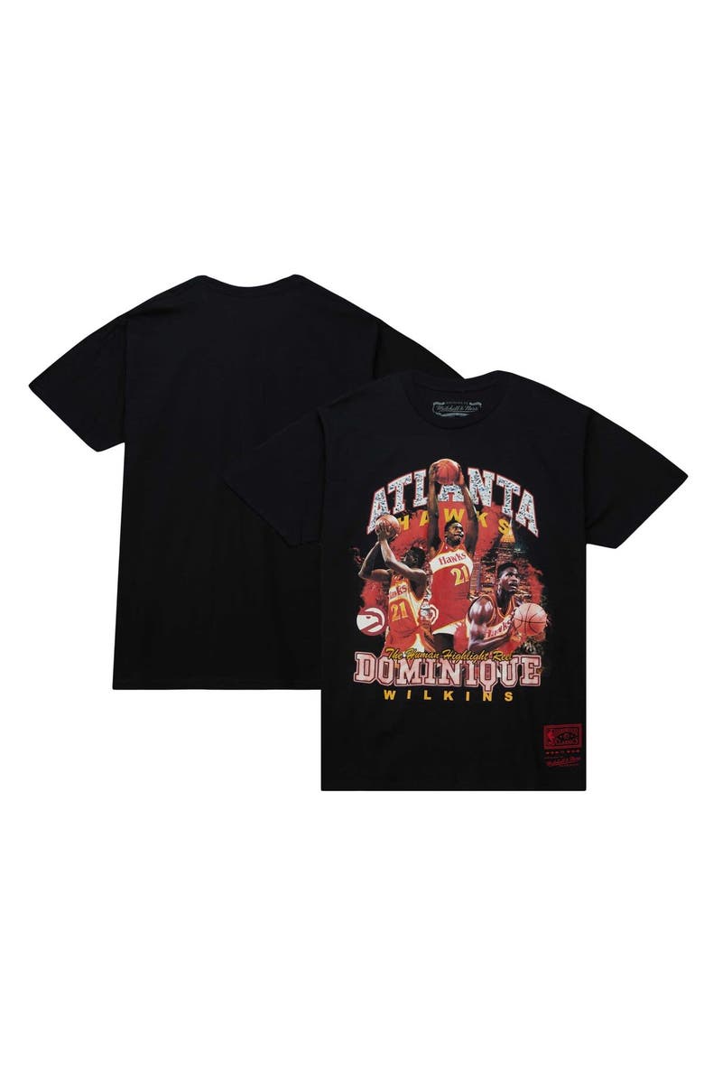 Mitchell & Ness Men's Mitchell & Ness Dominique Wilkins Black Atlanta Hawks Hardwood Classics Bling Concert Player T-Shirt, Alternate, color, Black