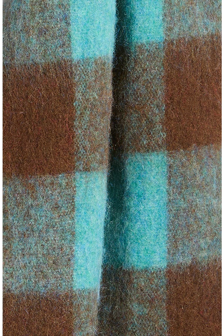 Checkered Brushed Scarf, Alternate, color, TURQUOISE- BROWN