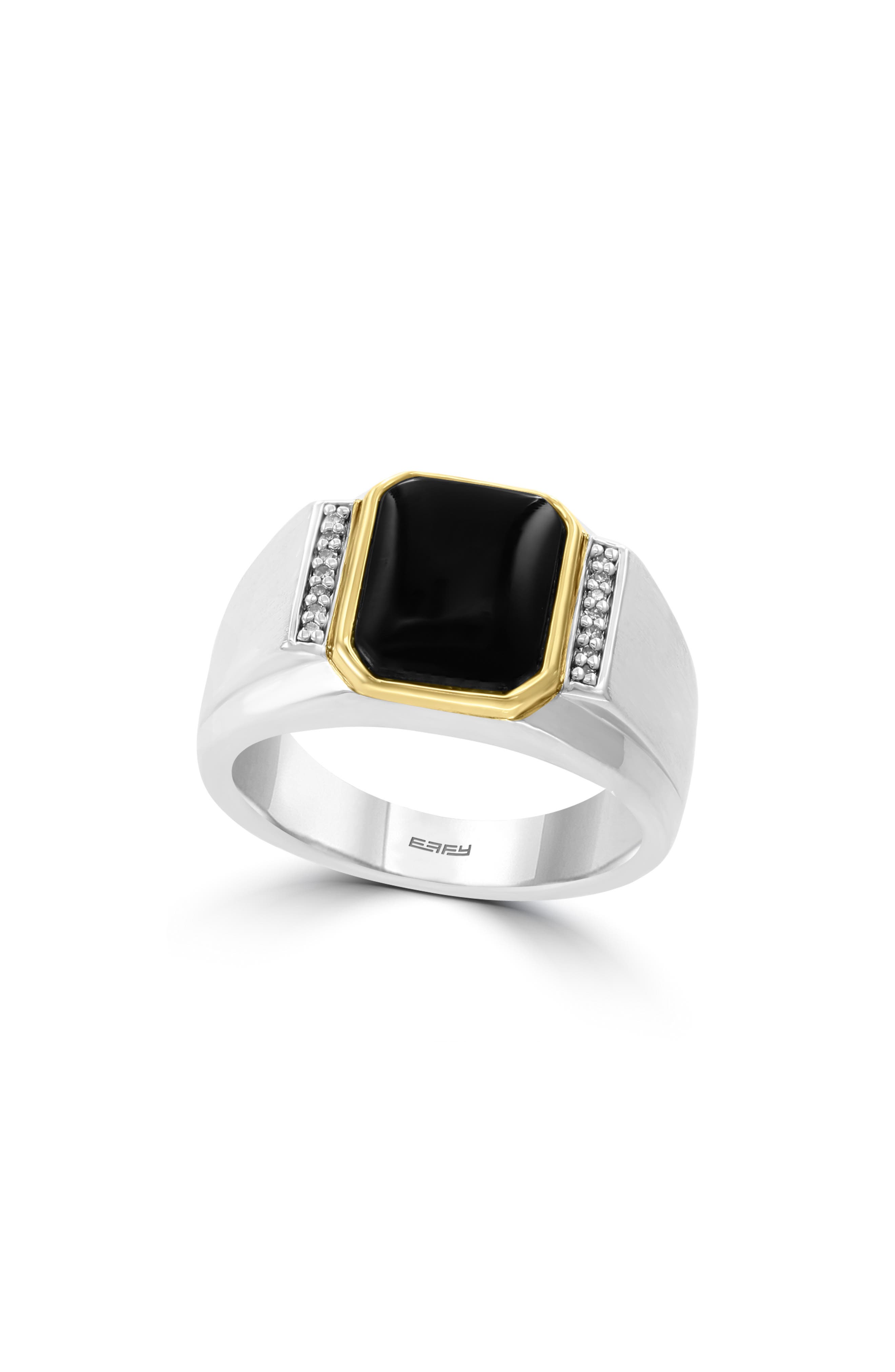 EFFY Men's Two-Tone Onyx & Diamond Ring
