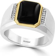 EFFY Men's Two-Tone Onyx & Diamond Ring