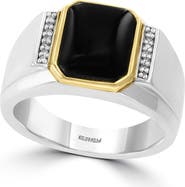 EFFY Men's Two-Tone Onyx & Diamond Ring
