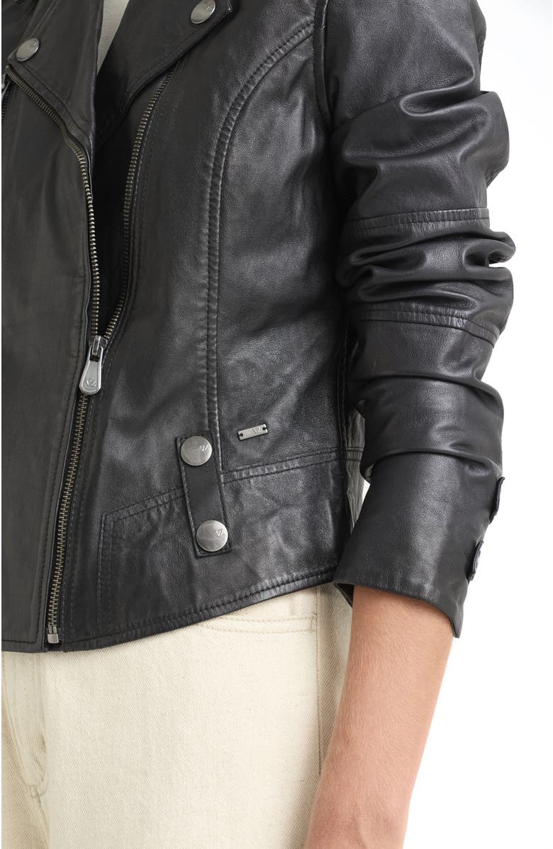 Velez Sheep Leather Biker Jacket With Epaulets, Alternate, color, Black