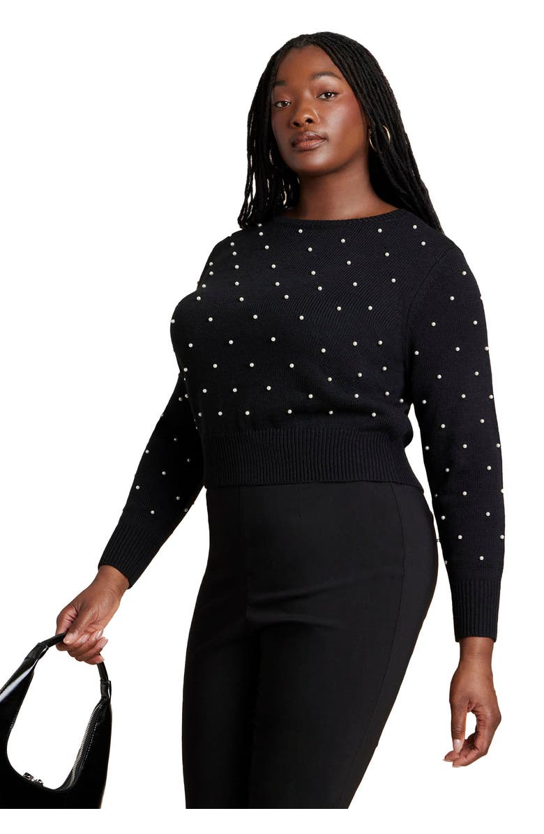 ELOQUII Pearl Sweater, Main, color, Black