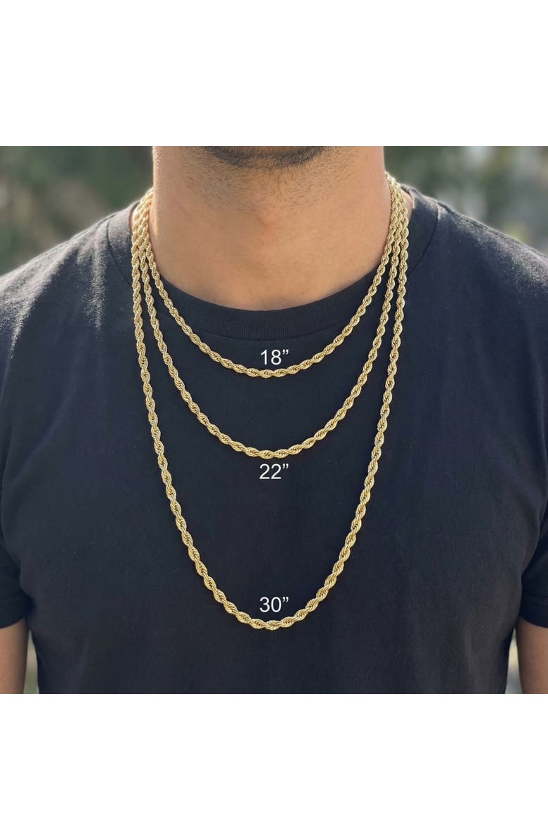 Bliss Diamond Yellow 14KT Gold Filled Men's 4.2mm Rope Chain Necklace, Alternate, color, 14K Yellow Gold