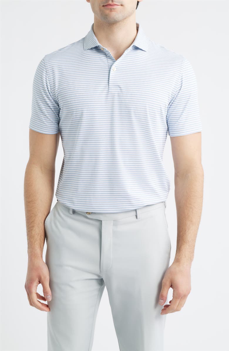 Peter Millar Echo Performance Jersey Golf Polo, Main, color, White/ Gale Grey