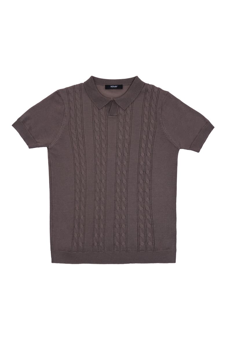 Kids' Cable Knit Polo Sweater, Main, color, MILK CHOCOLATE