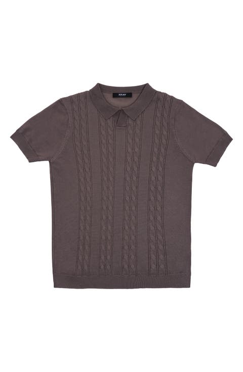 Kids' Cable Knit Polo Sweater
