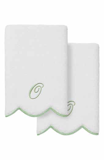 Adornia Scallop Personalized Monogram 2-Piece Washcloth Set