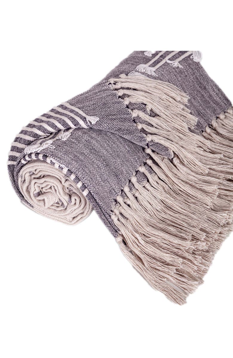 PARKLAND COLLECTION Adonia Tasseled Throw Blanket, Alternate, color, Multi Grey