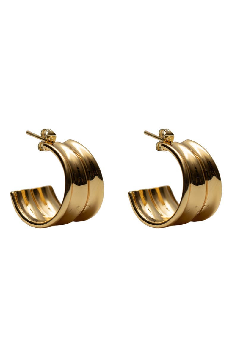 Argento Vivo Sterling Silver Small Double Row Hoop Earrings, Main, color, Gold