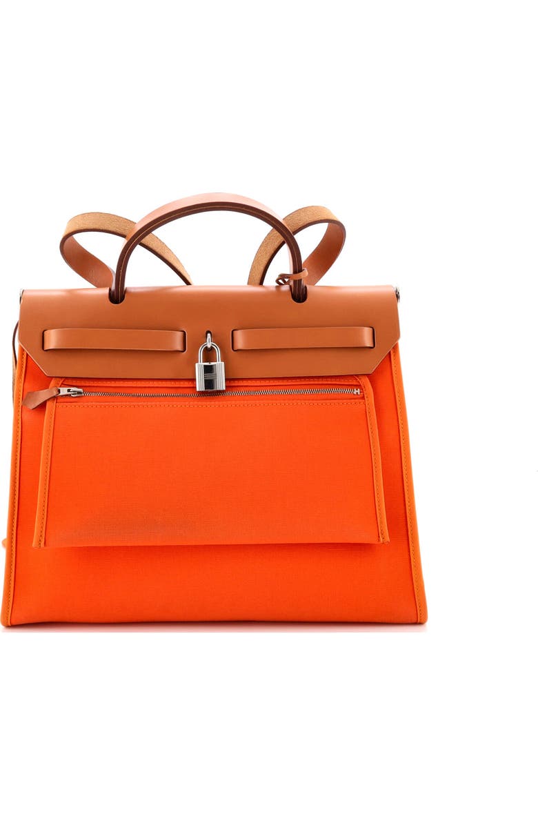 Pre-Owned Hermes Herbag Zip Leather and Toile 31, Alternate, color, Feu