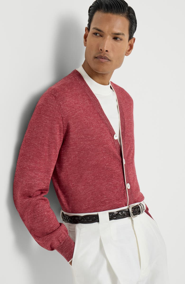 Brunello Cucinelli Lightweight cardigan, Alternate, color, Cherry