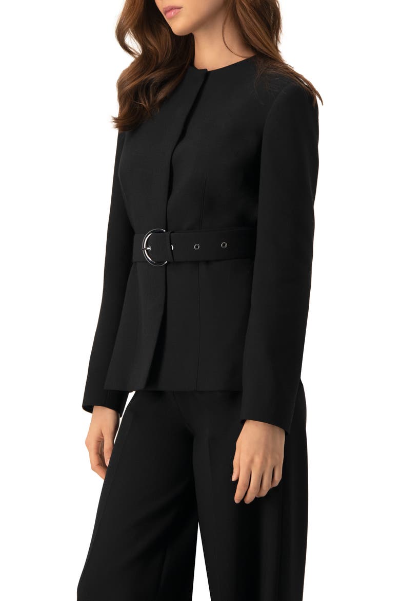 Structured Belted Jacket in Black, Alternate, color, Black