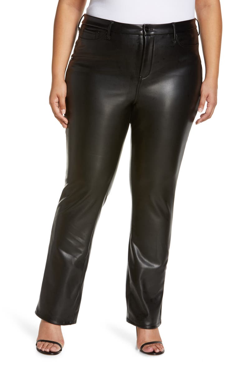 Sculpt Her Marilyn Faux Leather Straight Leg Pants, Main, color, BLACK