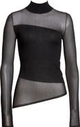 Jason Wu Collection Sheer Inset Merino Wool Turtleneck Sweater