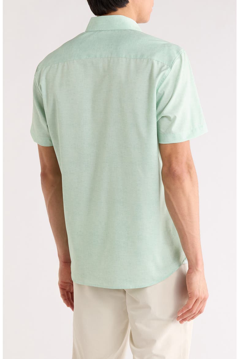 Slim Fit Short Sleeve Button-Down Shirt, Alternate, color, GREEN