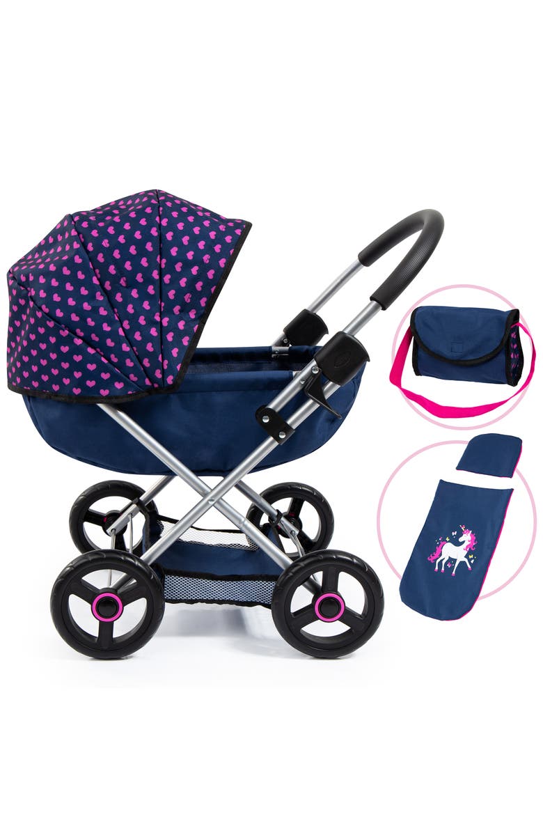 Bayer Design 4 in 1 Toy Baby Doll Pram Stroller Cosy Set Up to 18 Inch, Blue, Purple, Main, color, Multicolored