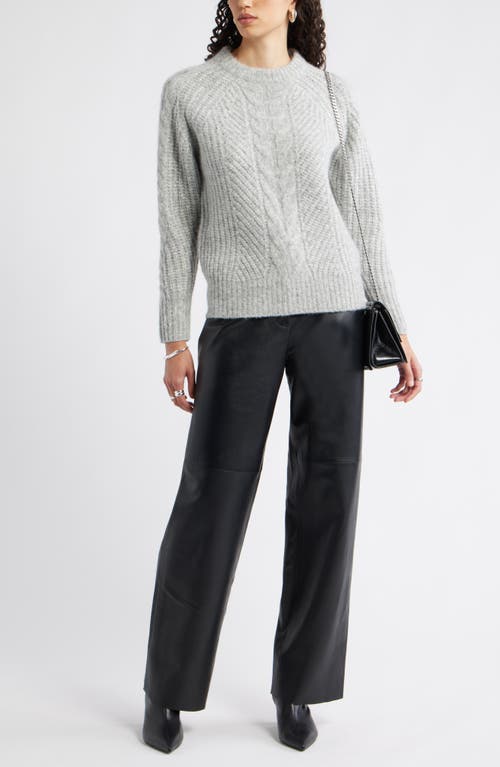 Nordstrom Cable Crewneck Alpaca Blend Sweater In Gray