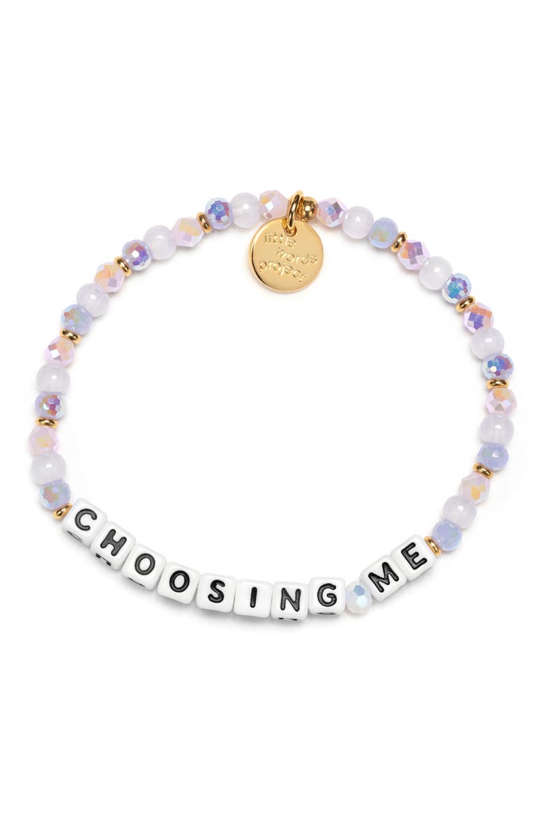 Choosing Me Beaded Stretch Bracelet, Main, color, WHITE