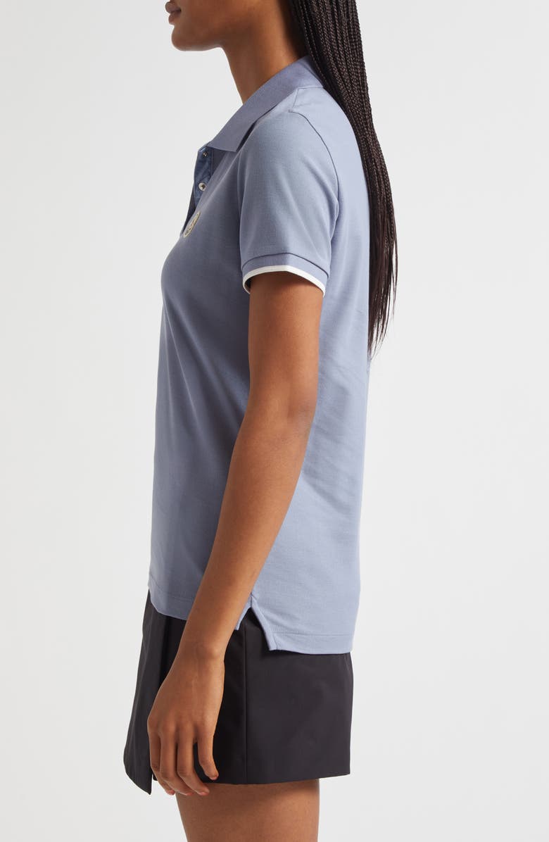Moncler Logo Patch Cotton Piqué Polo, Alternate, color, Rain Washed