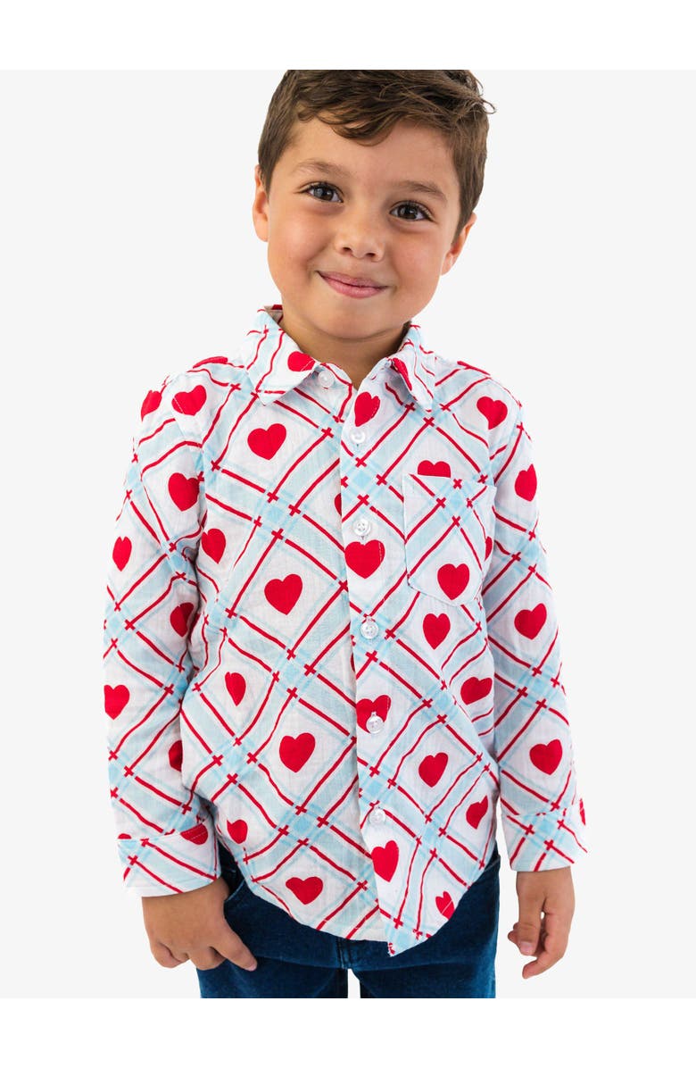 RuggedButts Cotton Gauze Long Sleeve Button Down Shirt, Alternate, color, Blue Sweetheart Plaid