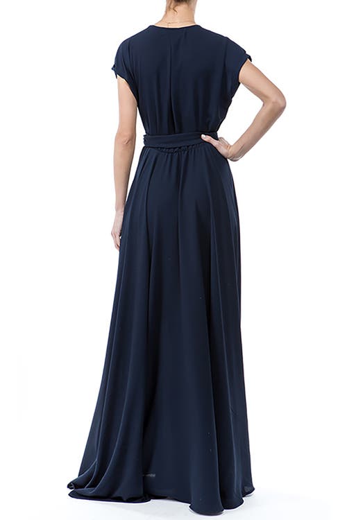 Meghan La Jasmine Wrap Maxi Dress In Blue