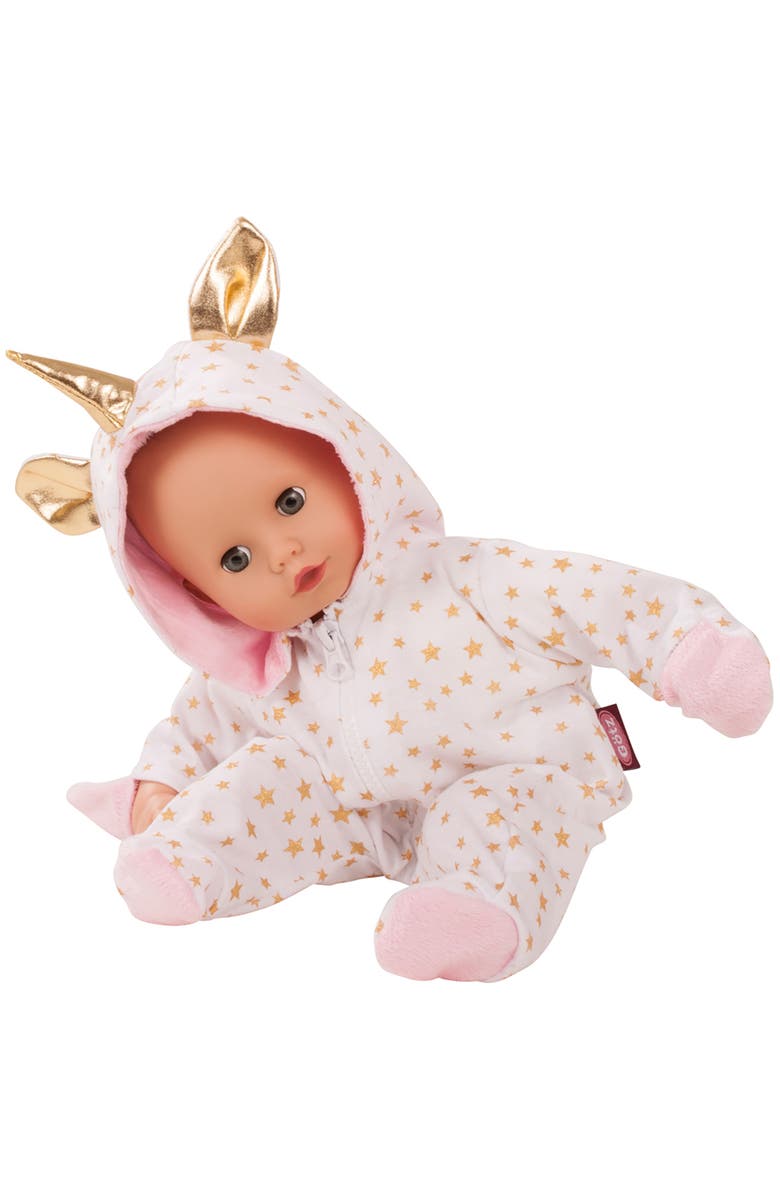 Gotz One Piece Unicorn Costume Pajama Sleeper For Baby Dolls, Alternate, color, Multicolored