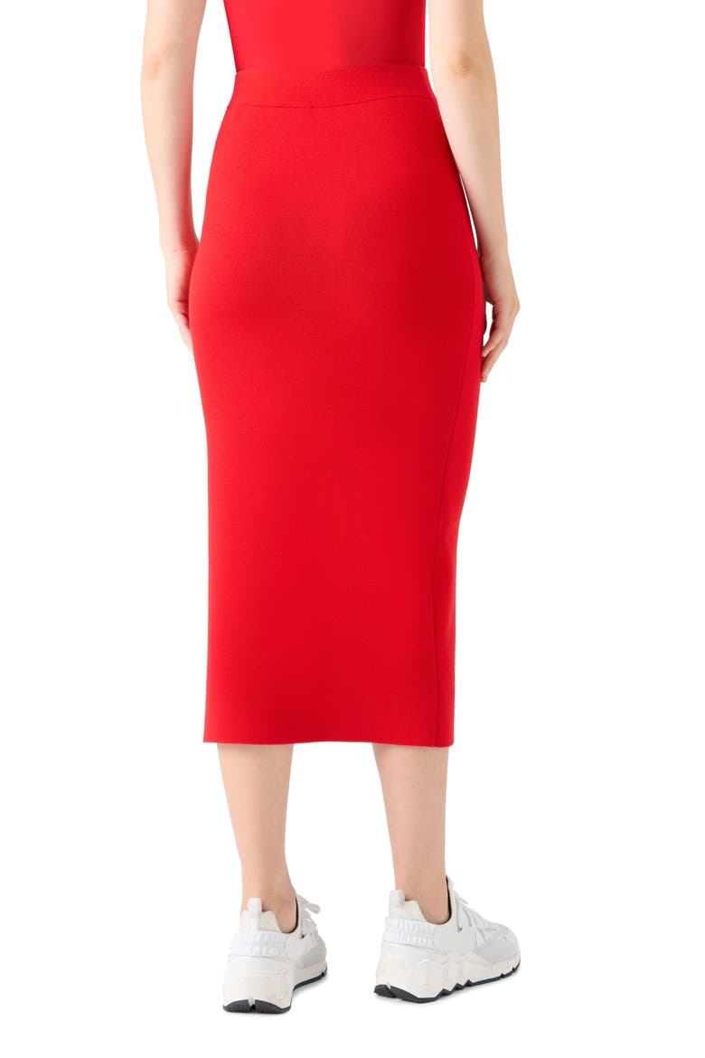 Stretch Virgin Wool Midi Pencil Skirt, Alternate, color, BRIGHT RED