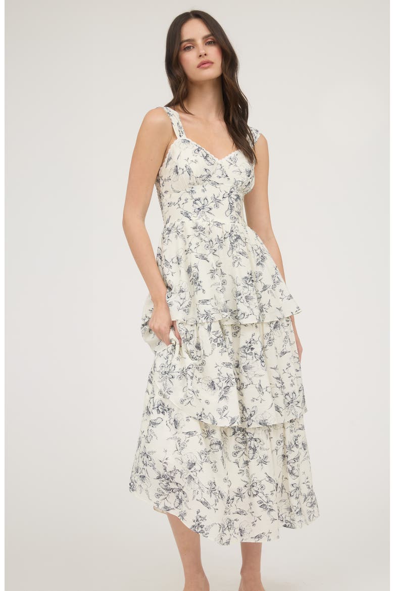Tiered Midi Sundress, Alternate, color, CREAM