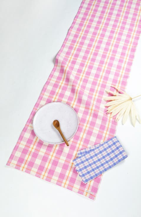 Handwoven Colorful Plaid Cotton Table Runner