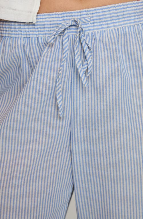 Princess Polly Holiday Stripe Tie Waist Wide Leg Pants In Blue/white