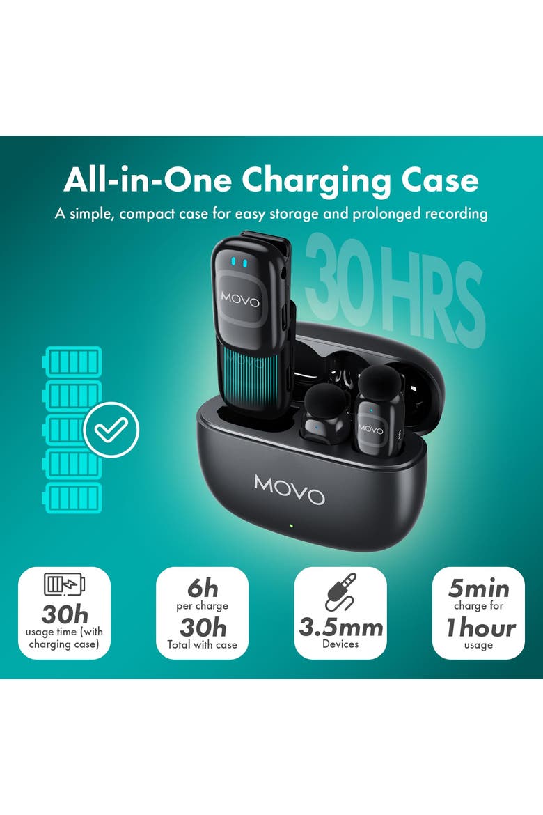 NanoMic Wireless Lavalier Microphone System with Charging Case for DSLR and Mirrorless Cameras - 3.5mm, Alternate, color, Black
