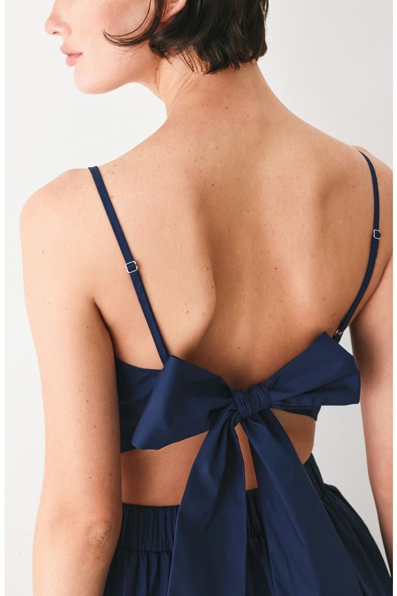 Bow Back Cotton Midi Dress, Alternate, color, NAVY