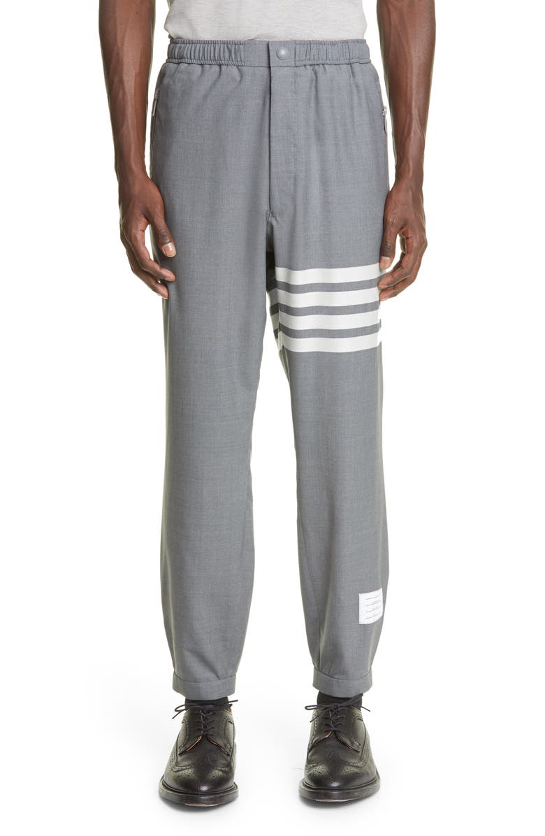 Thom Browne 4-Bar Wool Track Pants, Main, color, Med Grey