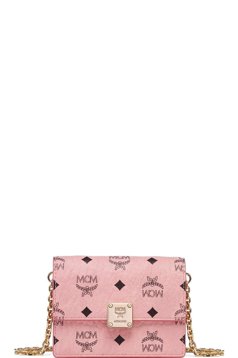 Aren Chain Wallet in Visetos, Main, color, Pink