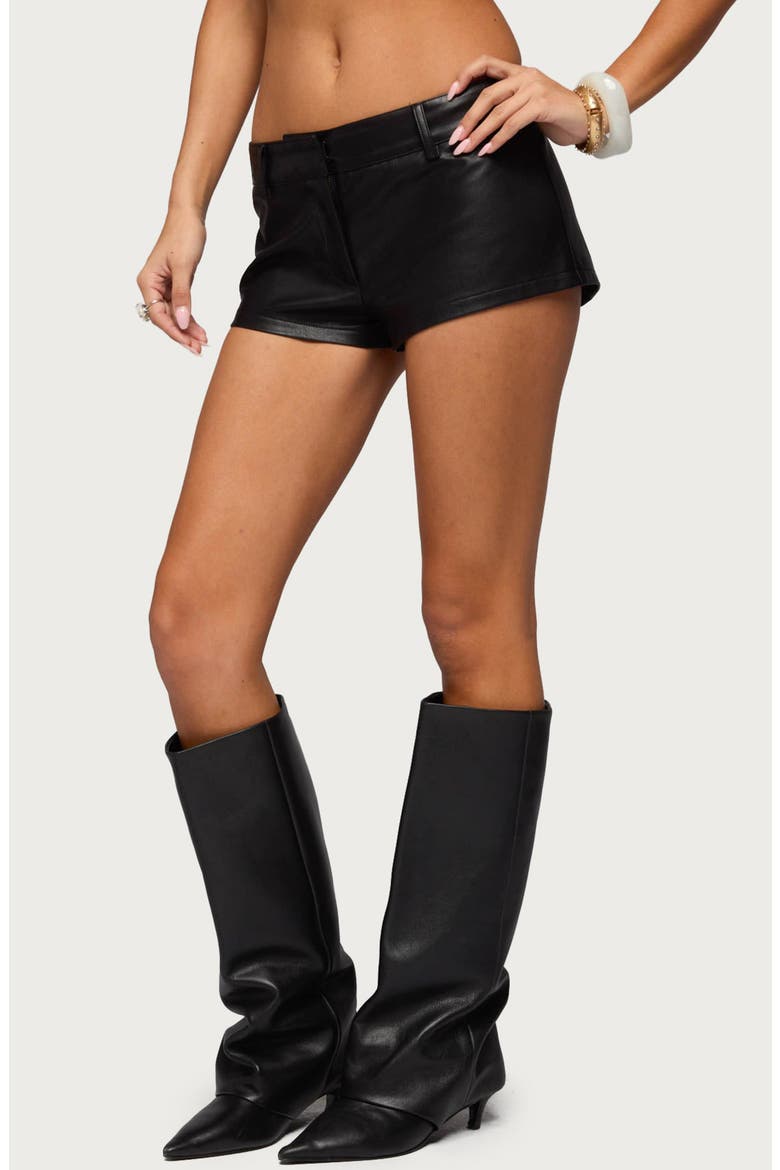 Melaney Faux Leather Micro Shorts, Alternate, color, BLACK
