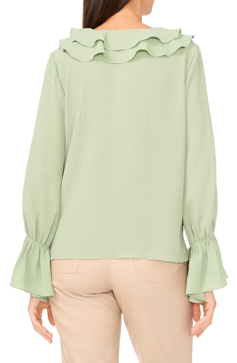 Vince Camuto Double Ruffle Bell Sleeve Top, Alternate, color, Eucalyptus