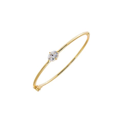 CZ Oval Accent Bangle Bracelet