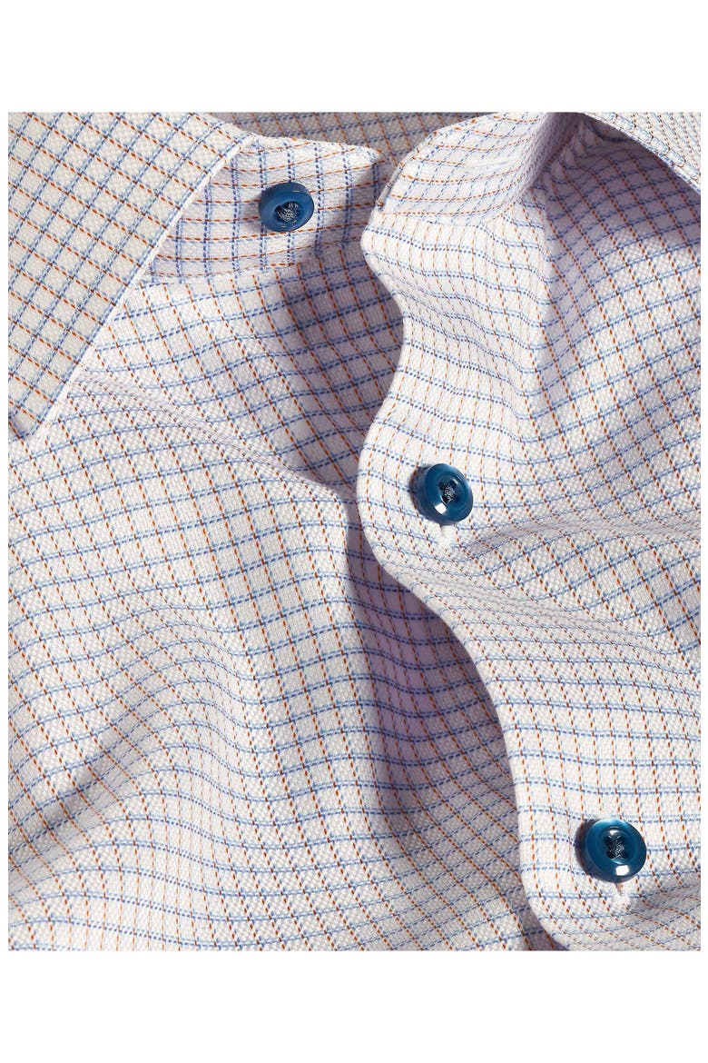 Trim Fit Check Cotton Dobby Dress Shirt, Alternate, color, WHITE/ ORANGE