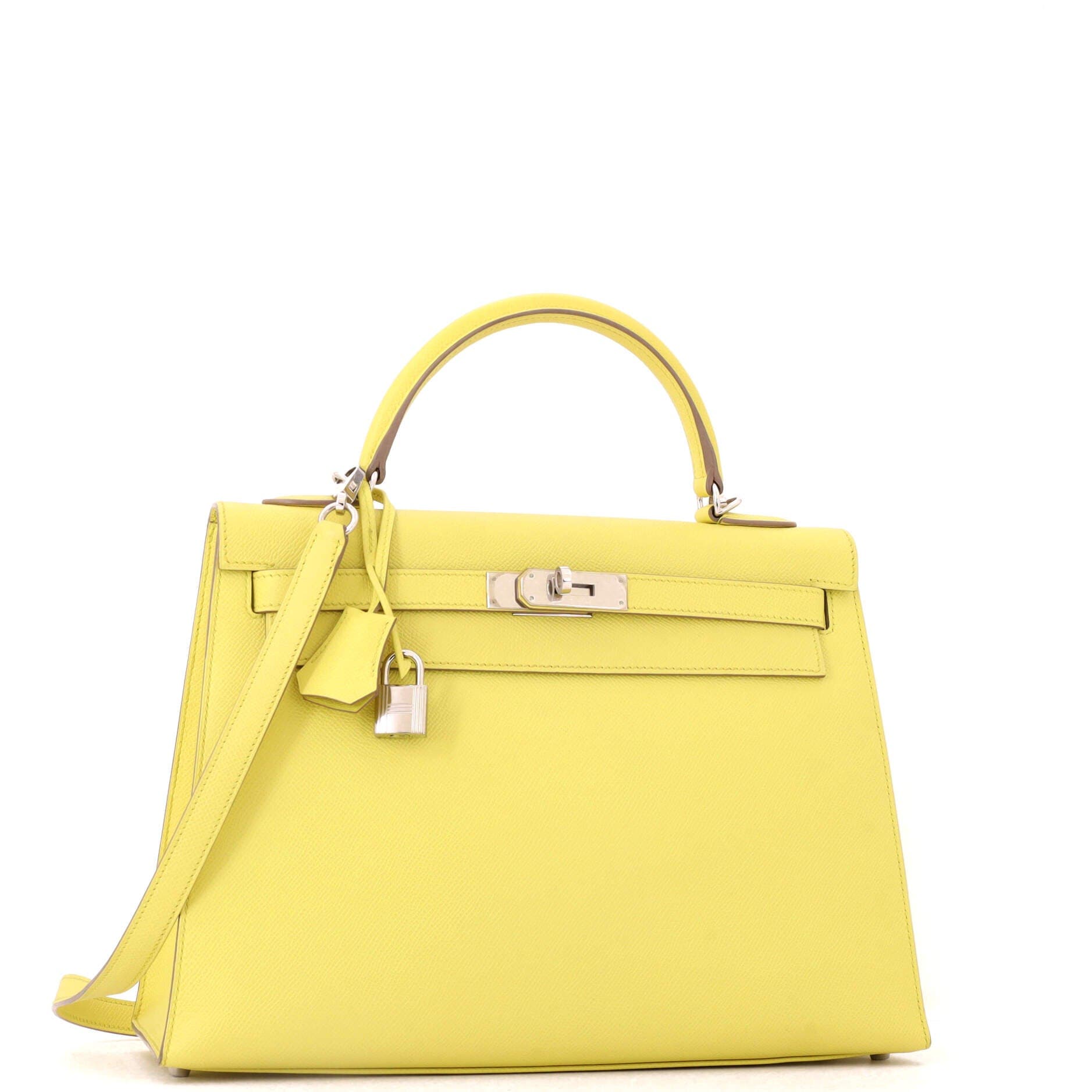 Pre-Owned Hermes Kelly Handbag Yellow Epsom with Palladium Hardware 32, Alternate, color, Soufre