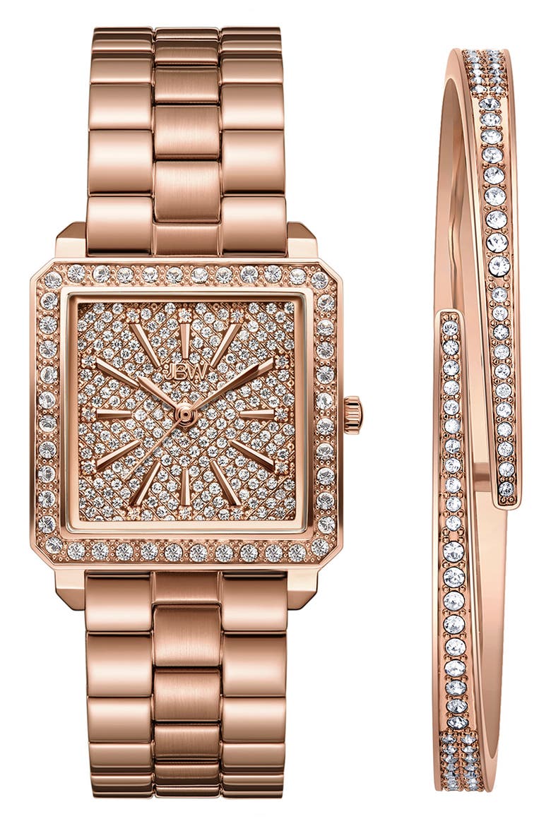 Cristal 28 Diamond Bracelet Watch & Bracelet Set, 28mm, Main, color, ROSE GOLD