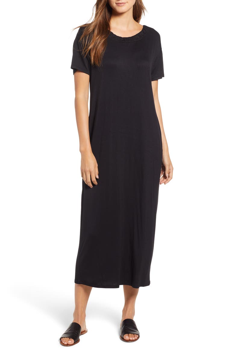 Cinched Back Maxi Dress, Main, color, BLACK