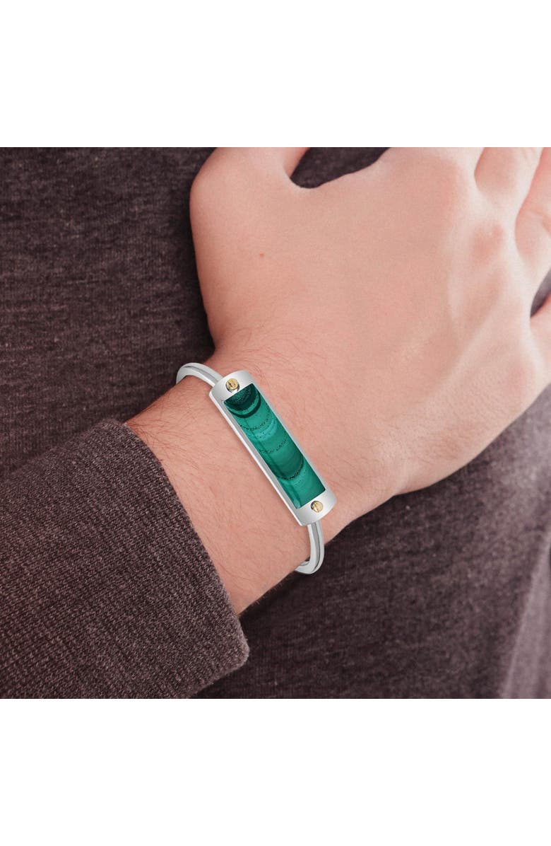 LuvMyJewelry Big ID Malachite Sterling Silver Men Cuff Bracelet, Alternate, color, Silver