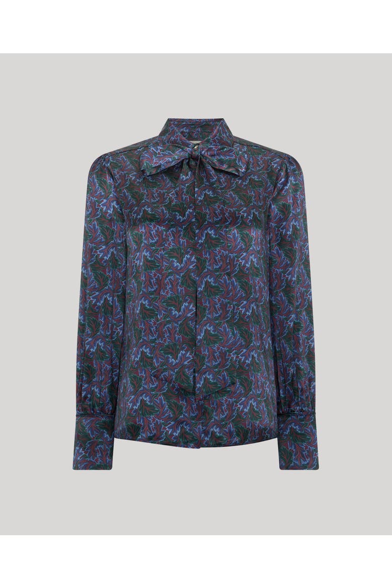 Birch Tie Neck Blouse, Main, color, Blue/Burgundy/Green