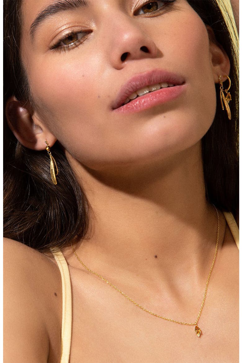 Limone Diamond Necklace | 3 natural diamonds - 1 citrine gemstone | 925 Sterling Silver | Necklace | 16 - 17.5 in | Yellow 18k-Gold Plated, Alternate, color, Yellow 18k Gold Plated