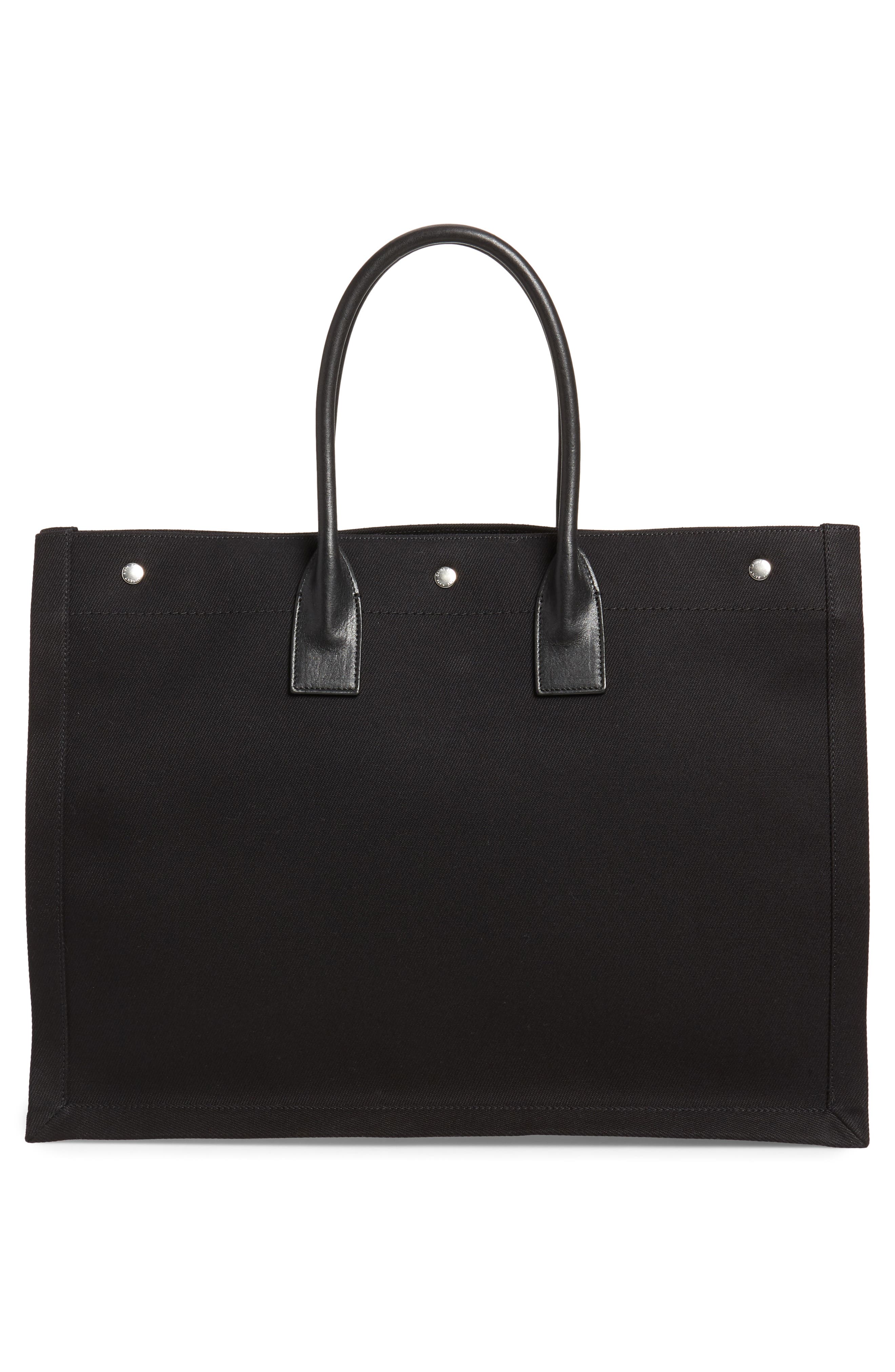 Saint Laurent Noe Rive Gauche Logo Canvas Tote, Alternate, color, 