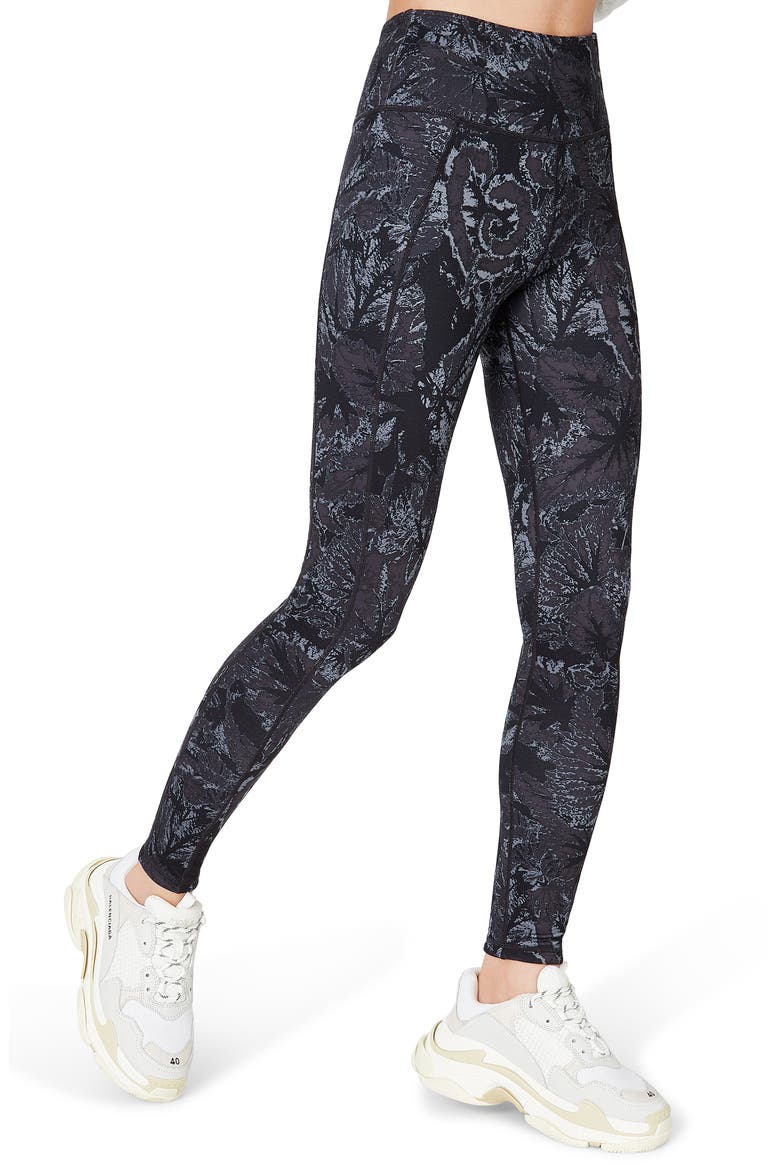 Reversible Yoga Leggings, Alternate, color, TONAL BEGONIA PRINT