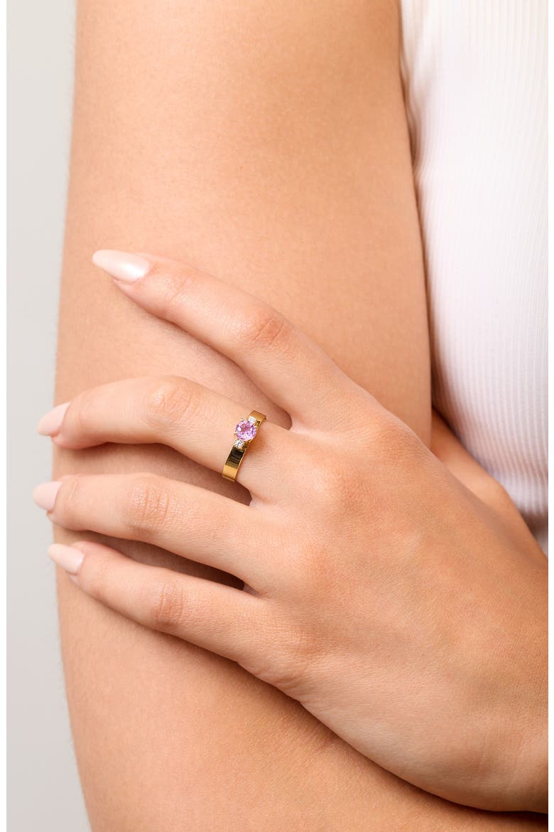 14K Yellow Gold Amethyst & Diamond Ring, Alternate, color, 14K YELLOW GOLD AMETHYST