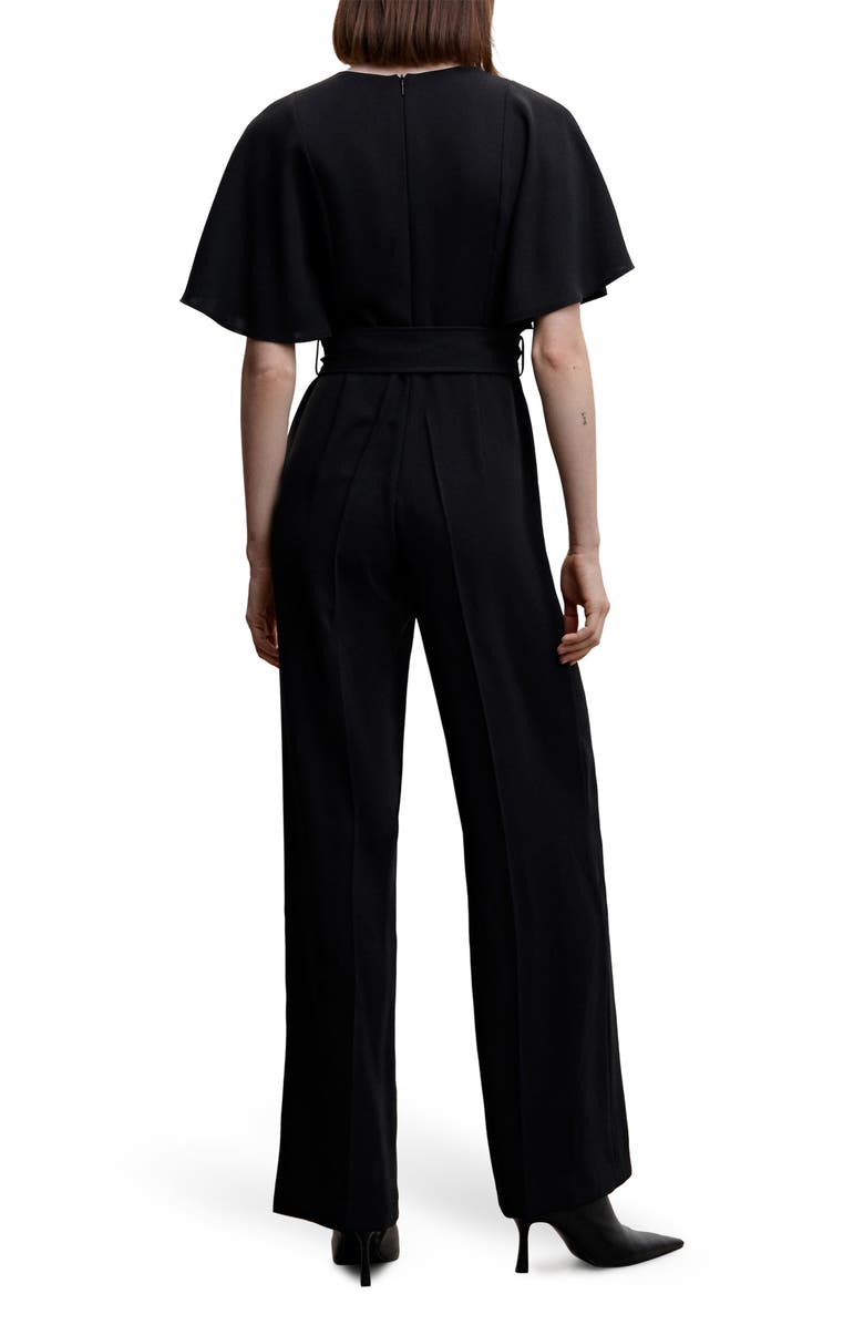 MANGO Button Detail Belted Jumpsuit, Alternate, color,